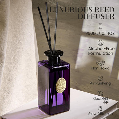 M&SENSE 6.3 oz Large Reed Diffuser Set | Lime+Basil Scent Oil Diffuser with Sticks | Hotel Collection Non-Toxic Home Fragrance |for Bedroom Bathroom Living Room - Colors B