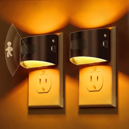L LOHAS LED Night Light with Motion Sensor & Dusk to Dawn Sensor, Night Lights Plug into Wall with 30-100lm Adjustable Brightness, Motion Activated Night Light, 3000K Soft White, 2 Pack