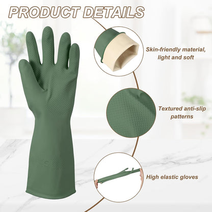 uxcell Rubber Cleaning Gloves, Reusable Household Dishwashing Long Rubber Gloves with Non-slip Grip