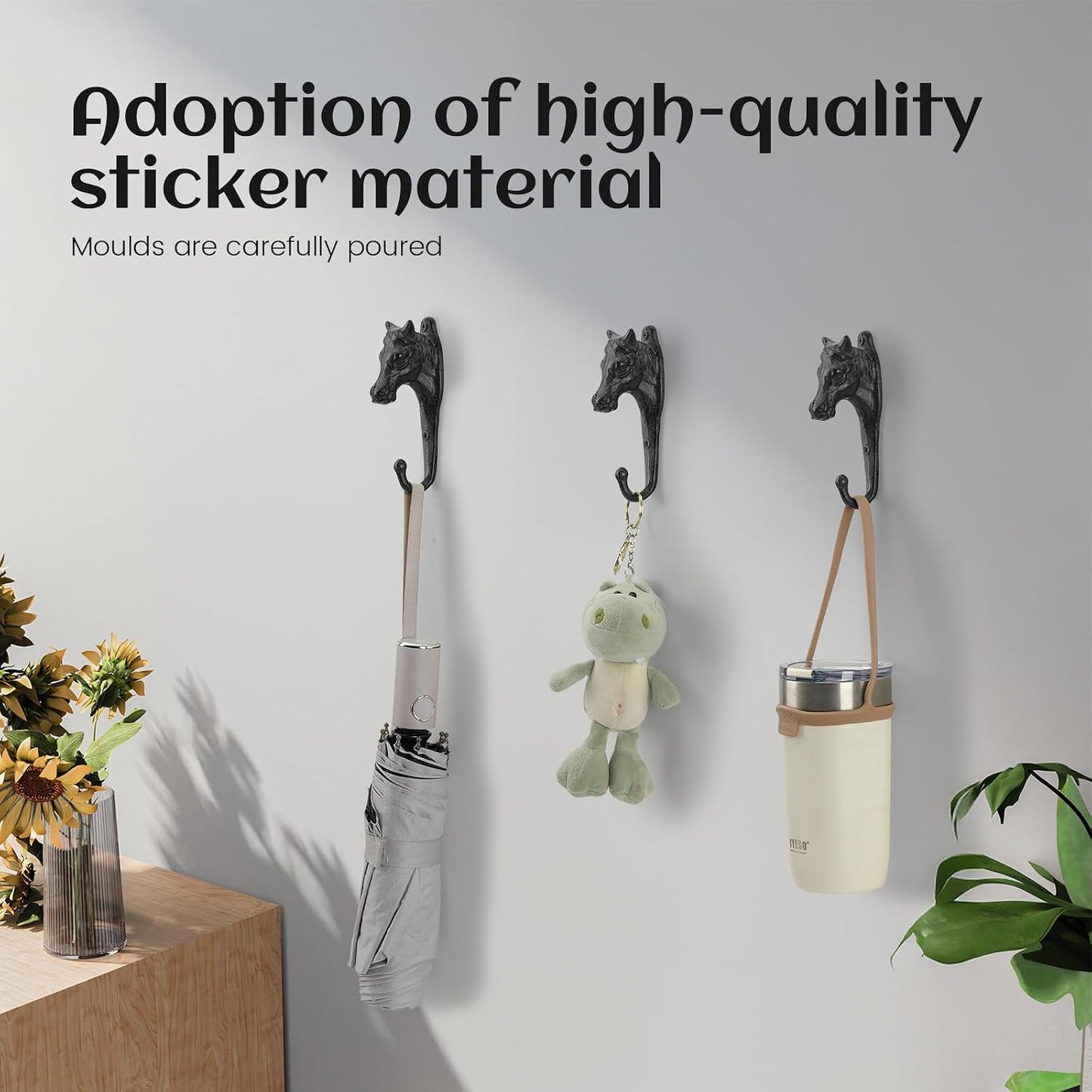 Coat Hooks Wall Mounted, Rustic Bat Key Hook Holder, Heavy Duty Decorative Black Wall Hooks for Mudroom, Towels, Hat Rack, Purse Hooks, Cast Iron Decorative ‎Antique Black Hooks