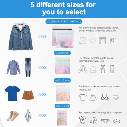 GOGOODA 7 PCS Mesh Laundry Bags, Delicates Washing Bags | Multisize for Sweater Blouse Hosiery Bras Machine Wash Bags for Travel Storage Organization