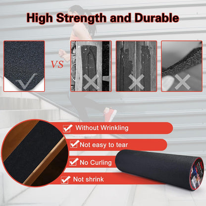S&X Premium Outdoor Anti-Slip Tape - 4" x 60' Black Non-Slip Traction for Stairs, Ramps, Walkways, Boats, Weatherproof, High Traction, Long-Lasting Safety Solution