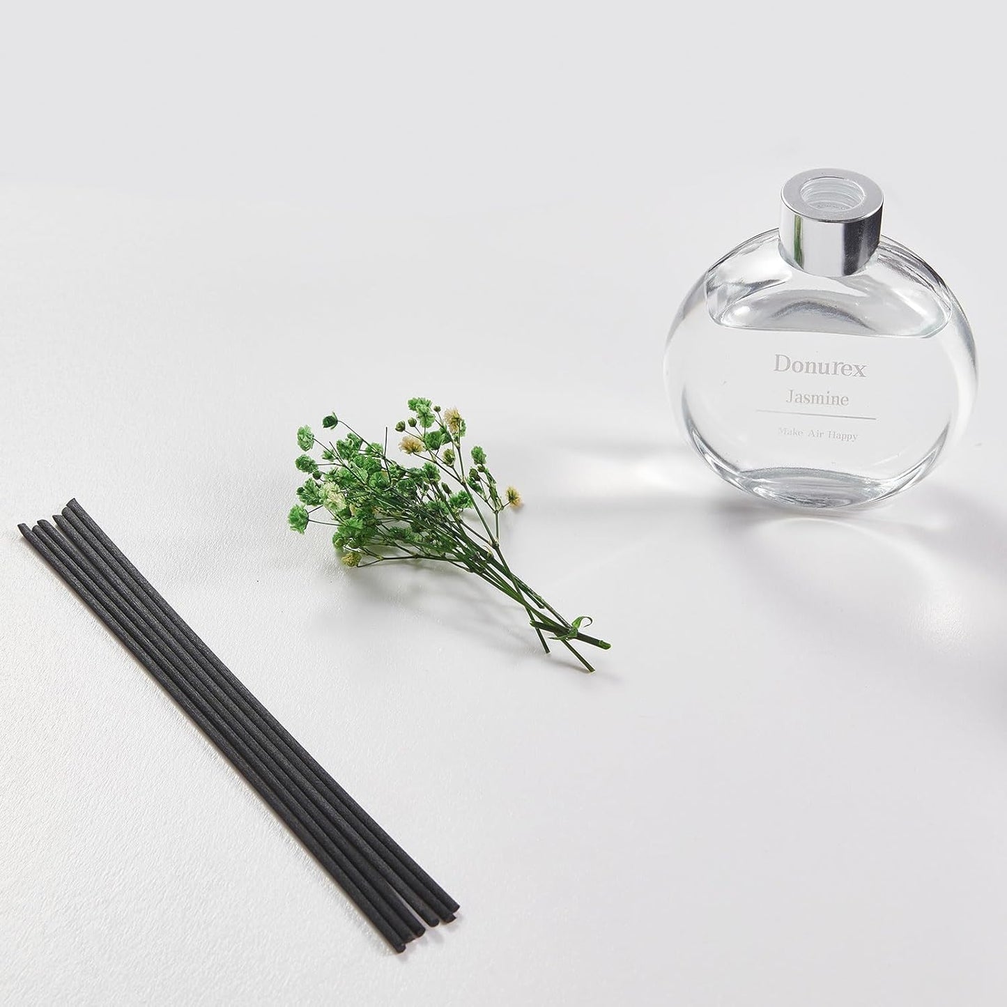 Flower Reed Diffuser Set 5.07oz Satin Rose Scent Diffuser with Sticks Home Fragrance Reed Diffuser for Bathroom Shelf Decor