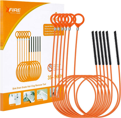 32 Inch Snake Drain Hair Removal Tool (6 Pack), Anti-Break Metal with Nylon Coating Sink Snake, Drain Cleaner Hair Catcher Remover for Shower, Bathroom Sink Tub