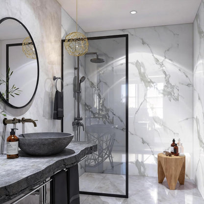 Marble Peel and Stick Waterproof Wall Paneling, 118" x 47" Carrara White Matte Finish Self-Adhesive Backsplash Tile Vinyl Wall Panel for Kitchen Bathroom Wall Decor, Covers 38.75 Sq. Ft.