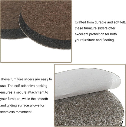 uxcell Furniture Pads, 24Pcs 1.25" - Round Self Adhesive Felt Furniture Pads, Floor Protectors for Furniture Feet Chairs Legs Hardwood Floors (Brown)