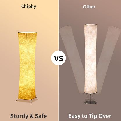 chiphy Floor Lamp, Dimmable 61" Tall Standing Lamp, 3 Levels Adjustable Brightness 12Wx2 LED Bulbs, Column Floor Light w/White Fabric Shade, Home Decor for Living Room, Bedroom, Kids Room