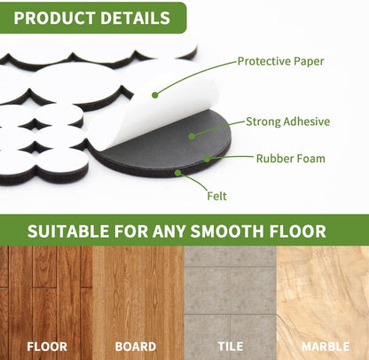 Felt Furniture Pads for Hardwood Floors 48 PCS, Furniture Pads, Floor Protectors for Hardwood Floors, Felt Pads for Furniture, Round, Dark Brown