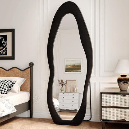 71"x32" Flannel Full Length Mirror, Arched Mirrors Full Length with Stand, Flannel Floor Mirror for Bedroom and Living Room, Full Body Mirror Hanging or Leaning, White