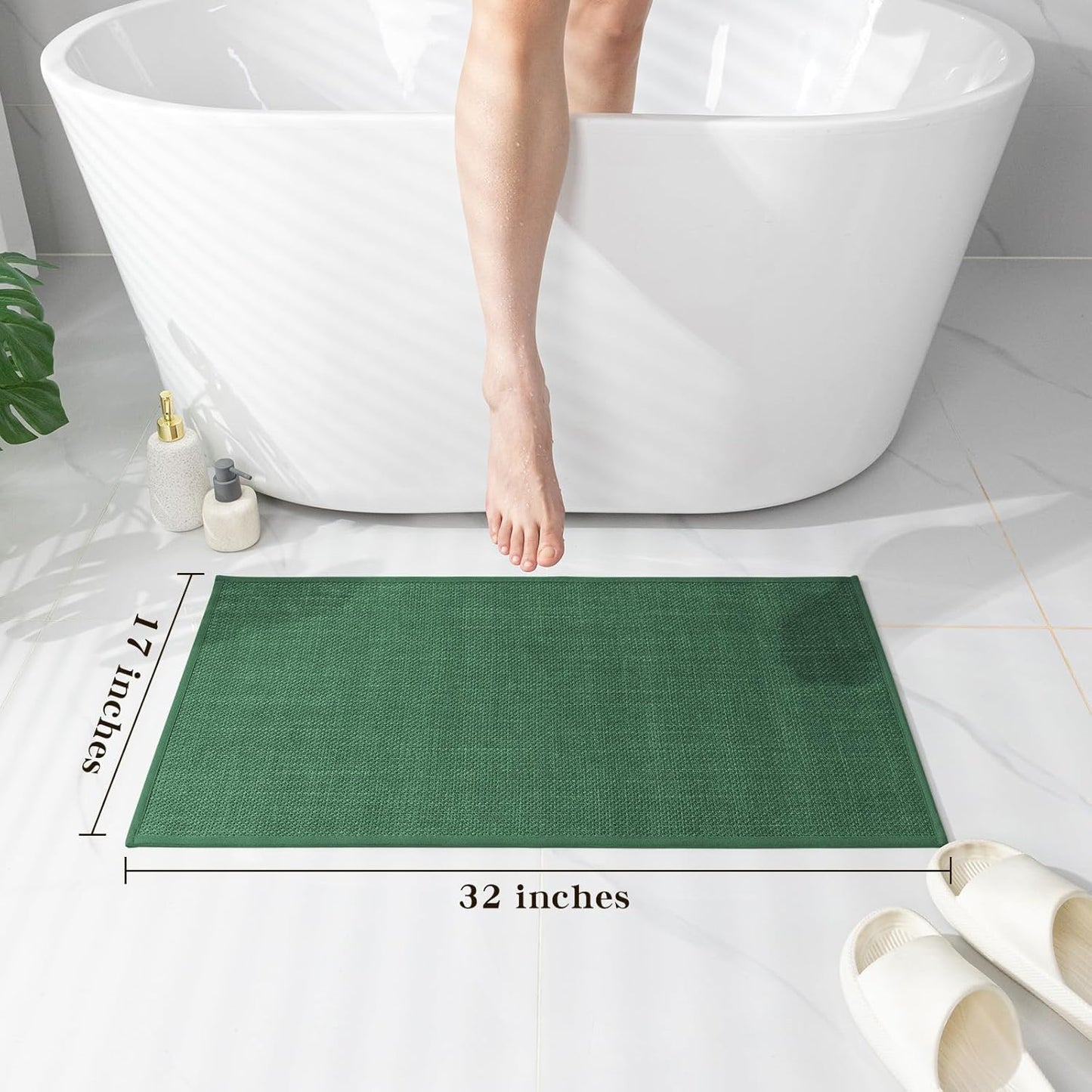 chakme Bathroom Rugs Mat 24x17, Ultra Thin Non Slip Bath Mat Small Quick Dry Absorbent Bath Mat for Bathroom Floor, (Dark Beige, 24"x17")