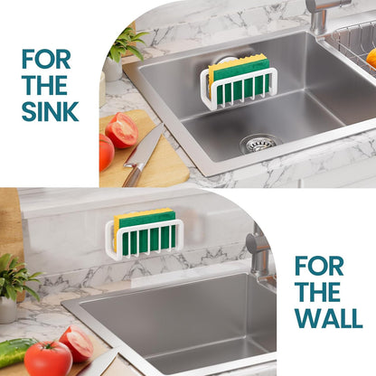 TAILI Sponge Holder with Strong Suction Cup, Dish Sponge Caddy Inside Sink Removable, Rustproof Aluminum for Sponges, Brushes, Stoppers and Scrapers - Black