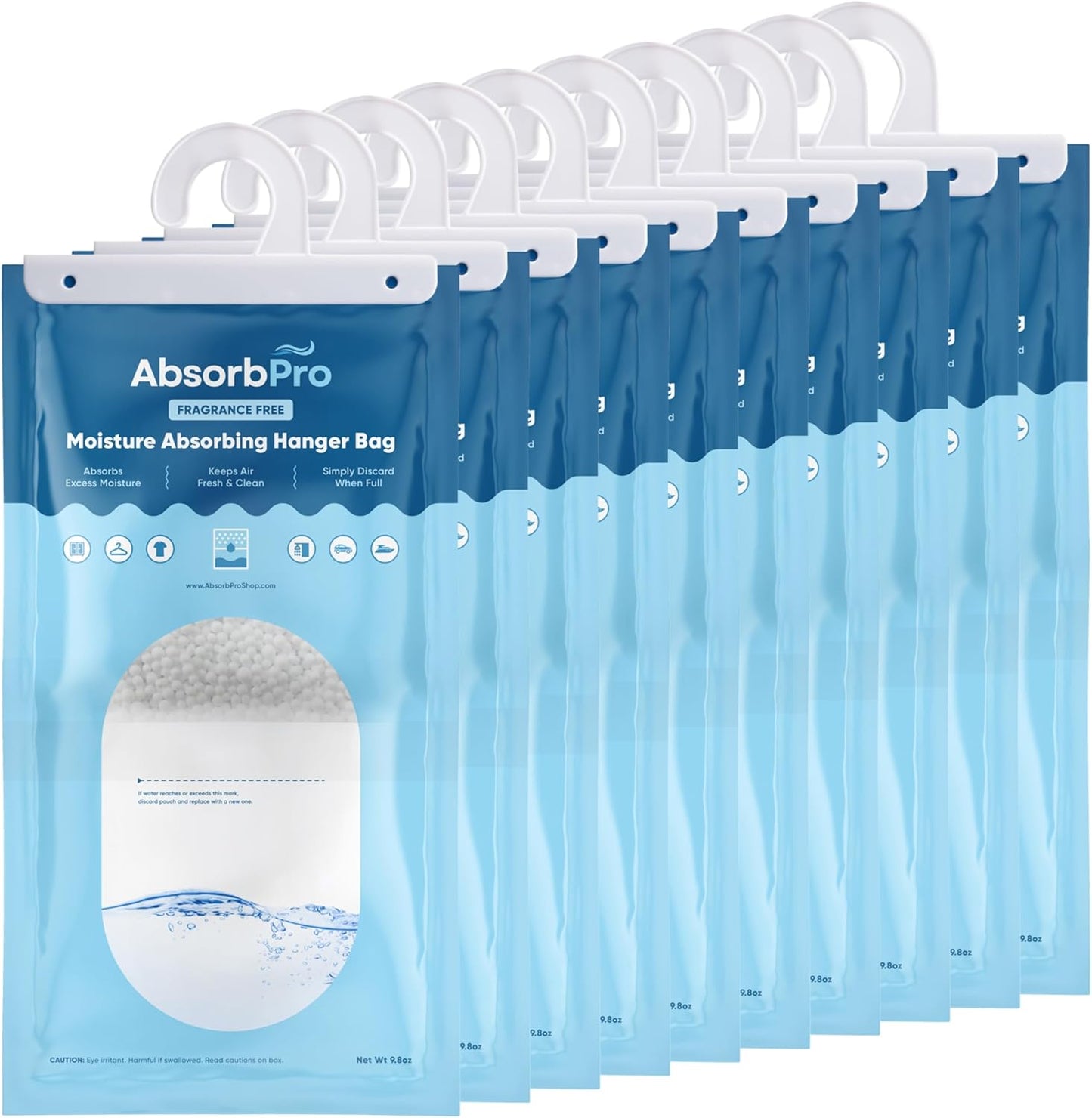 Absorb Pro - Moisture Absorber Tub with Activated Charcoal - 3-Pack - 18 oz Disposable Odor Eliminator Box & Dehumidifier for Garage, Home, Kitchen, Bedroom, Bathroom, Closet, Cars, and Boats