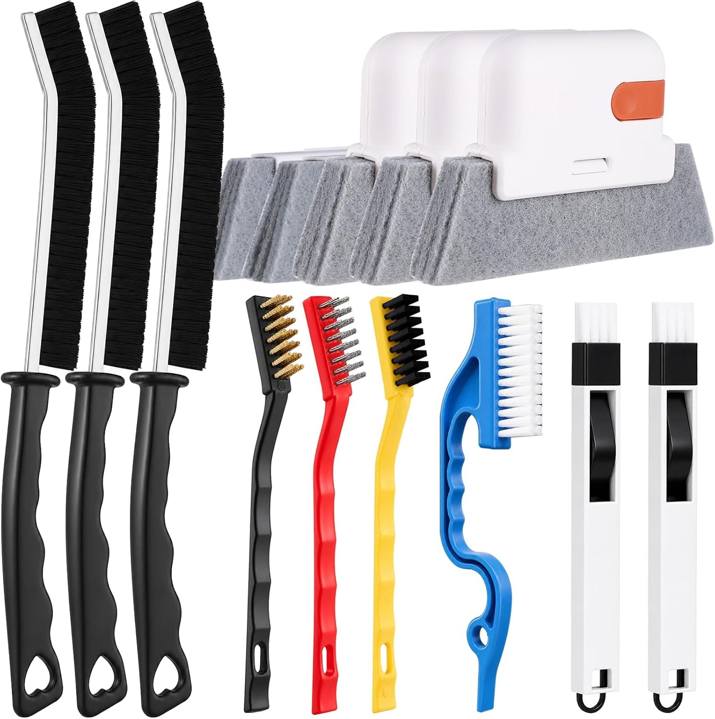 Window Track Cleaner Tools Set - 14 Pcs Window Groove Cleaning Brush Kit, Crevice Cleaning Brush for Sliding Door, Shutter, Sill, Tile Lines, Sink