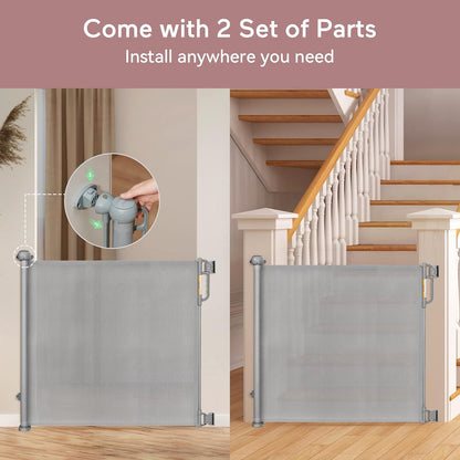 Retractable Baby Gate, Momcozy Mesh Baby Gate or Mesh Dog Gate, 33" Tall,Extends up to 55" Wide, Child Safety Gate for Doorways, Stairs, Hallways, Indoor/Outdoor
