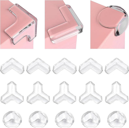 28 Pcs Corner Protectors for Baby, Furniture Corner Guards & Bumpers Clear | L, T, Round Shape