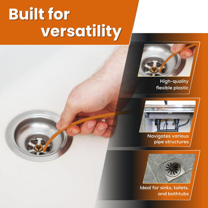 Gadgetime USA Drain Snake - Multi-Tooth Drain Clog Remover for Bathroom & Kitchen - Flexible Barbed Drain Cleaner Tool for Hair & Debris - Easy to Use Plumbing Snake Drain Auger, Bathtubs (Pack of 2)