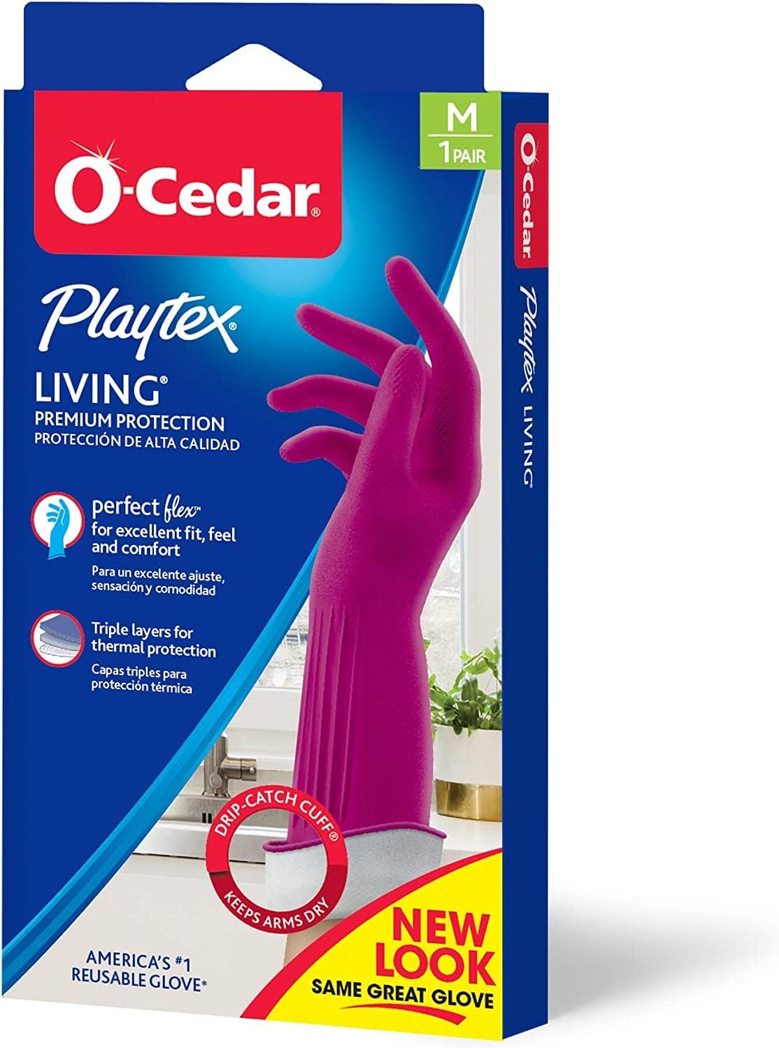 Playtex Living Reuseable Rubber Cleaning Gloves, Premium Protection (Large, Pairs - 2) Color may vary
