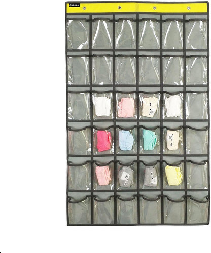 Classroom Cell Phones Organizer Calculators Holder Over Door Hanging Jewelry Organizer Closet Underwear Sock Storage with 36 Clear Pockets