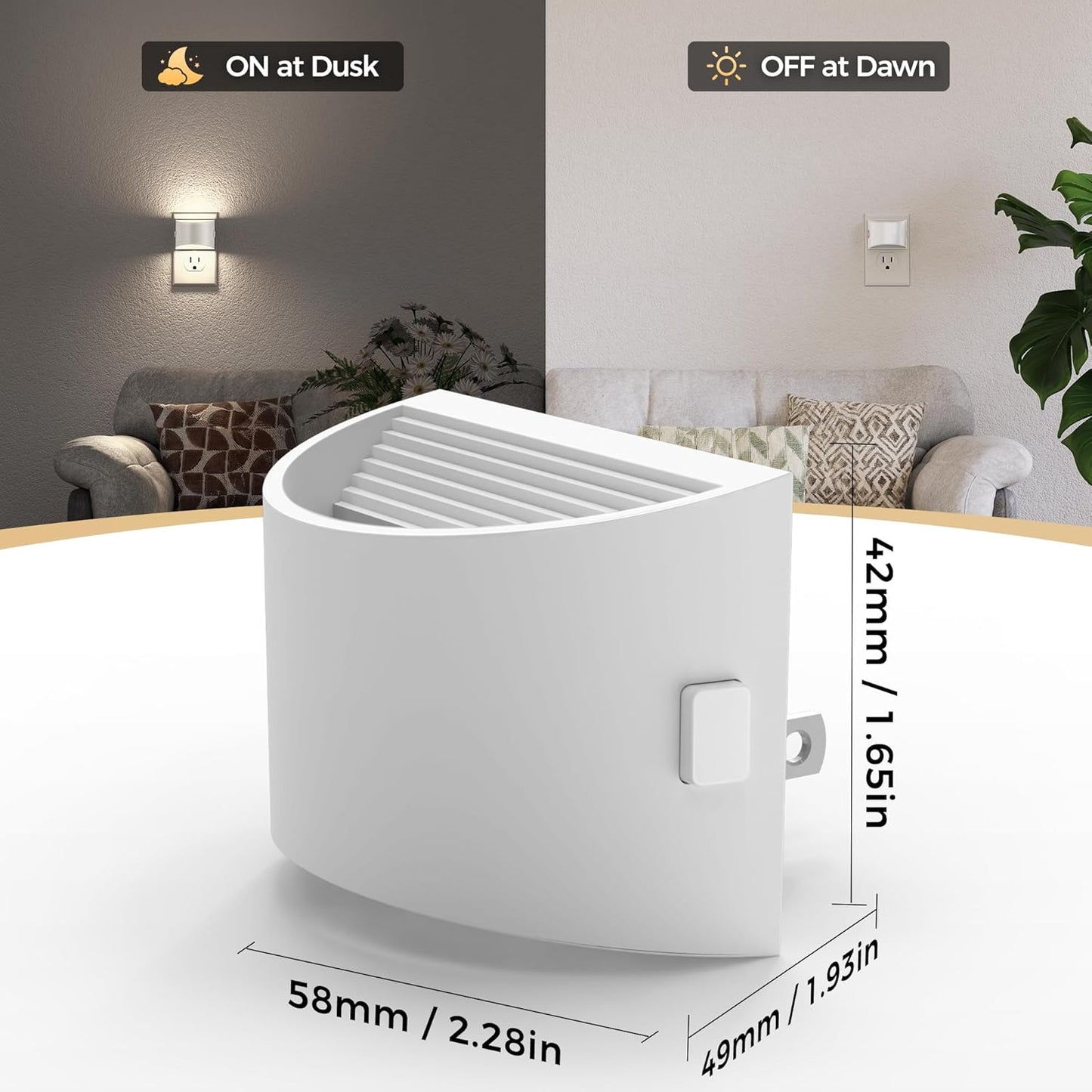 DORESshop LED Night Light[2 Pack], Night Lights Plug into Wall, 3 Level Brightness Adjustable Plug in Night Light, Dusk to Dawn Sensor, Nightlights for Adults, Bedroom, Bathroom, Hallway, 3000K