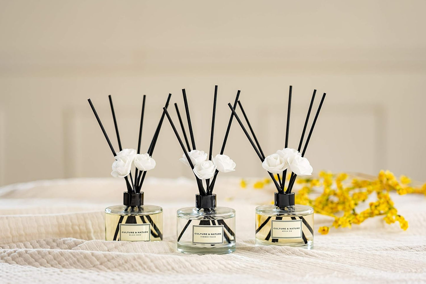 CULTURE & NATURE Reed Diffuser Set 4oz (120ml) Vanilla Scented Diffuser with Sticks Home Fragrance Reed Diffuser for Bathroom Shelf Decor