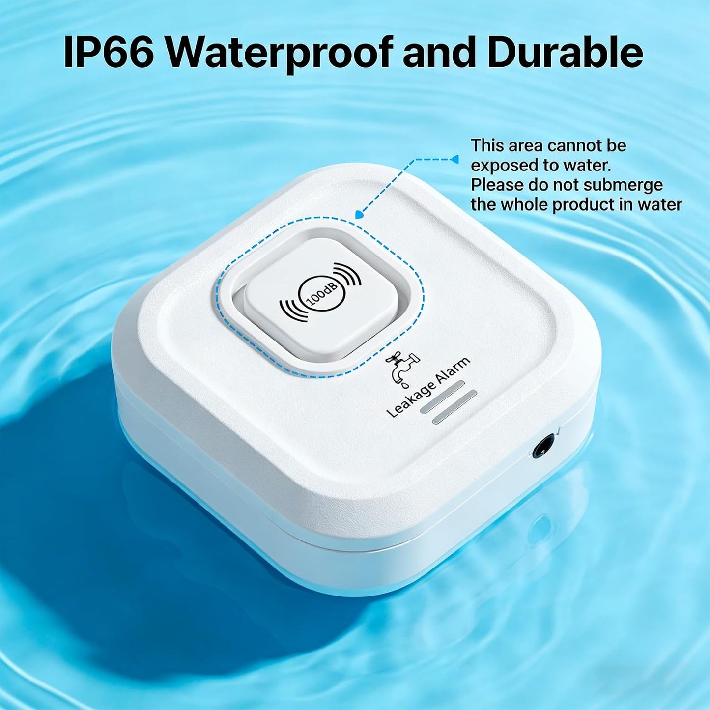 WiFi Water Leak Detectors 100dB Smart Water Sensor Alarm with 3.22 ft Sensor Cable Triple Detection Mode, with App Remote Monitor, Wireless Tank Level Monitor for Basement, Kitchen, Bathroom(1pack)
