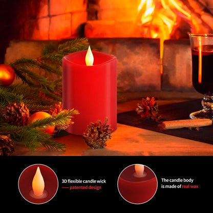 3x3 Flickering Flameless Candles Set of 2, 2AA Battery Life 600 Hours Battery Candles Flickering with Timer,3 inch Flameless Candles with Remote for Indoor/Outdoor, Ivory