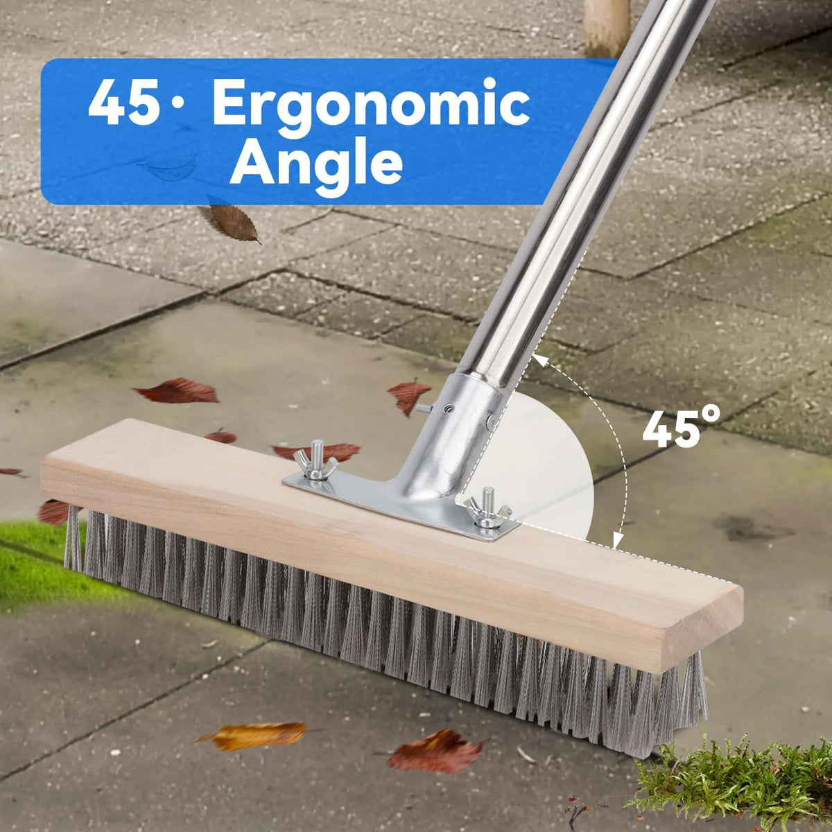 Heavy Duty Wire Broom with 70.8" Telescopic Handle: Stainless Steel Outdoor Broom for Cleaning Moss Concrete Floors Grout Gardens Patio Deck Concrete Garage