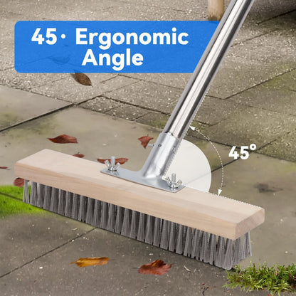 Heavy Duty Wire Broom with 70.8" Telescopic Handle: Stainless Steel Outdoor Broom for Cleaning Moss Concrete Floors Grout Gardens Patio Deck Concrete Garage