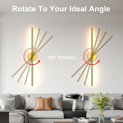 Tartek Battery Operated Wall Sconces Set of Two, Rechargeable Wall Lights with Remote Control, Dimmable 3000K-6000K LED Wall Lamp, 360°Rotate, Long Wireless Sconces for Living Room, Bedroom