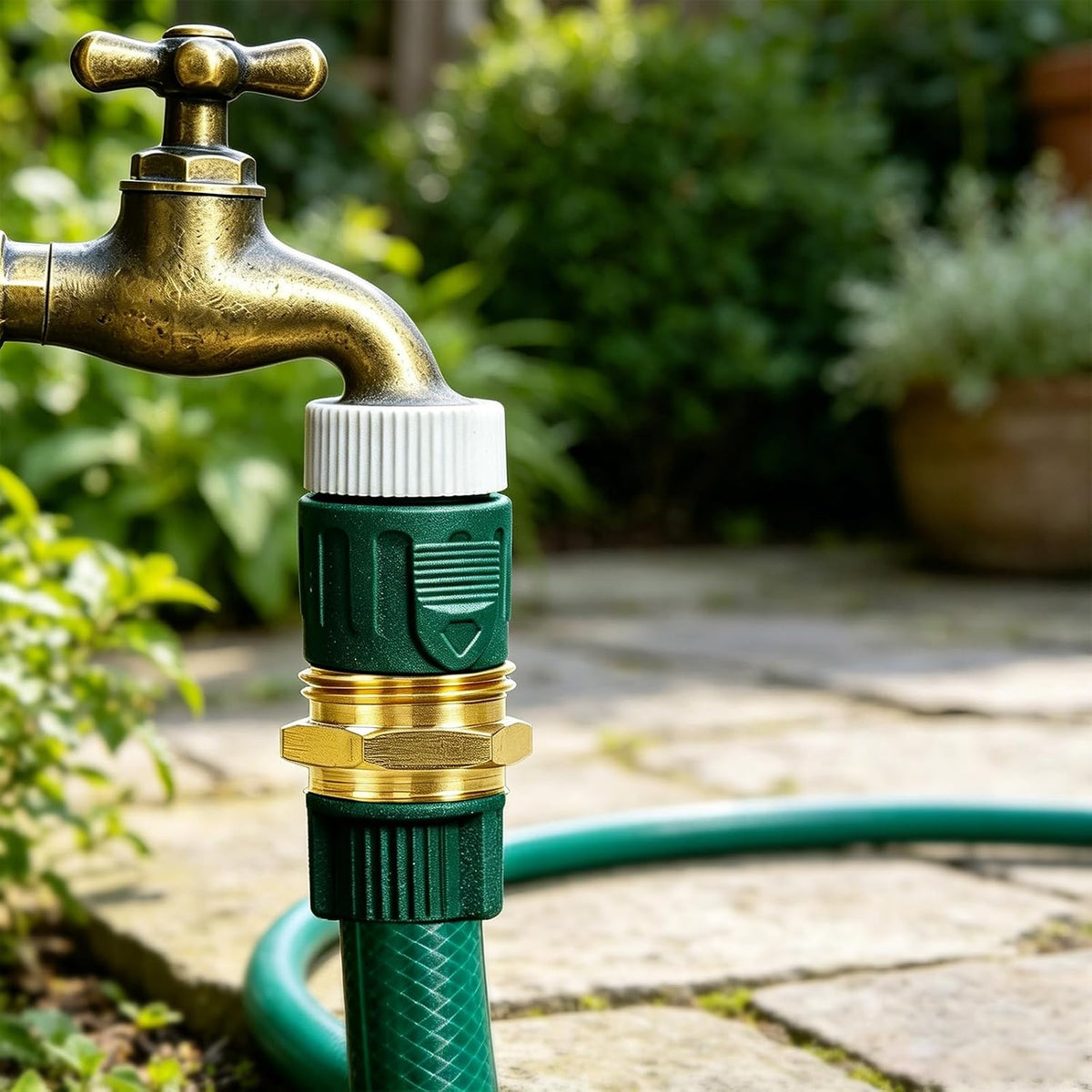 Garden Water Hose Splitter - RV Water Splitter 2 Way Heavy Duty Brass Spigot Hose Splitter - Outdoor Y Hose Bib 2 Valves with 2 Extra Rubber Washers for 3/4" Hose Connector (Blue)
