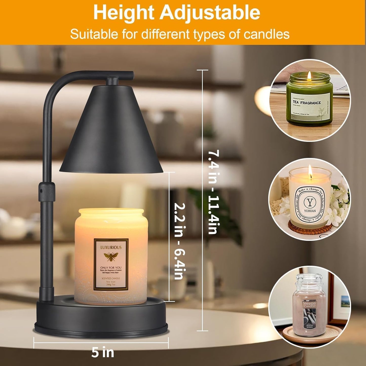 kobodon Candle Warmer Lamp with Timer, Electric Candle Lamp Warmer Birthday for Mom Women Home Bedroom Decor Wax Melt Warmer for Scented Wax with Jar Candles (Dragonfly)