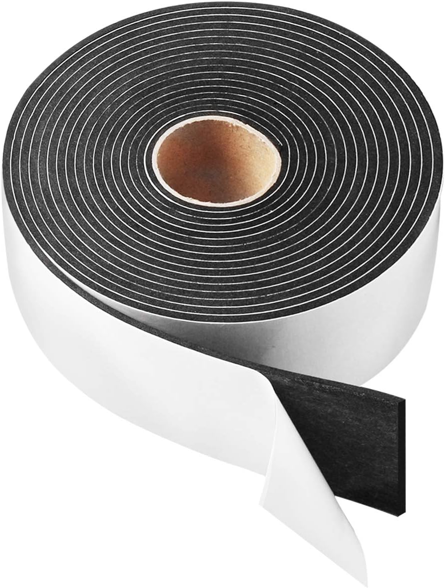 Seal Foam Tape,1/2 Inch W x 1/8 Inch T Weather Stripping for Door and Window,High Density Single Sided Closed Cell Door Insulation Weather Strip, 3 Rolls Total 50FT Black