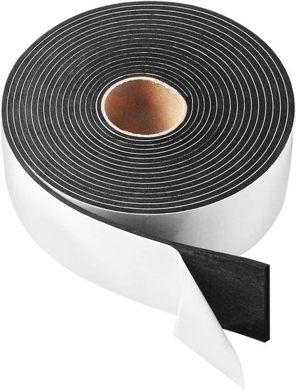 Seal Foam Tape,1/2 Inch W x 1/8 Inch T Weather Stripping for Door and Window,High Density Single Sided Closed Cell Door Insulation Weather Strip, 3 Rolls Total 50FT Black