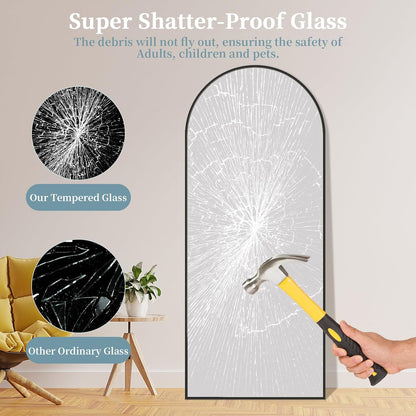 Full Length Mirror with Stand, 71"x28" Arched Full Body Large Stand Up Aluminum Frame Floor Standing Mirror, Freestanding Hanging Leaning Mounted for Bedroom Living Room Entryway Gold