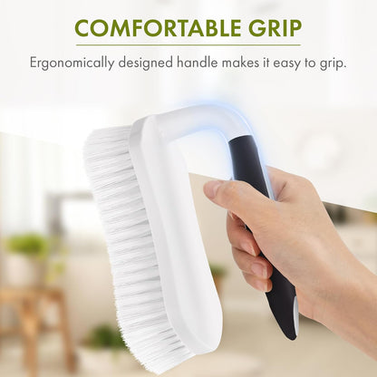 Amazer Scrub Brush for Cleaning Comfort Grip Shower Scrubber Stiff Bristles with Handle Heavy Duty Cleaner Brush for Tub Sink Carpet Floor - Pack of 2 (Green+Green)