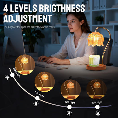 Fragrance Candle Warmer Lamp with 2 Bulbs Electric Candle Warmer with Timer & Dimmer for Home Decor