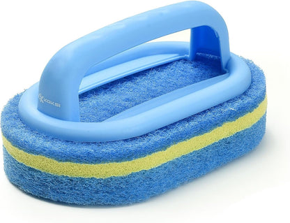 Tile Tub Scrubber Brush with 5 Different Function Cleaning Heads and 51" Extendable Long Handle Non Scratch Shower Scrubber for Cleaning Bathroom Kitchen Toilet Wall Bathtub