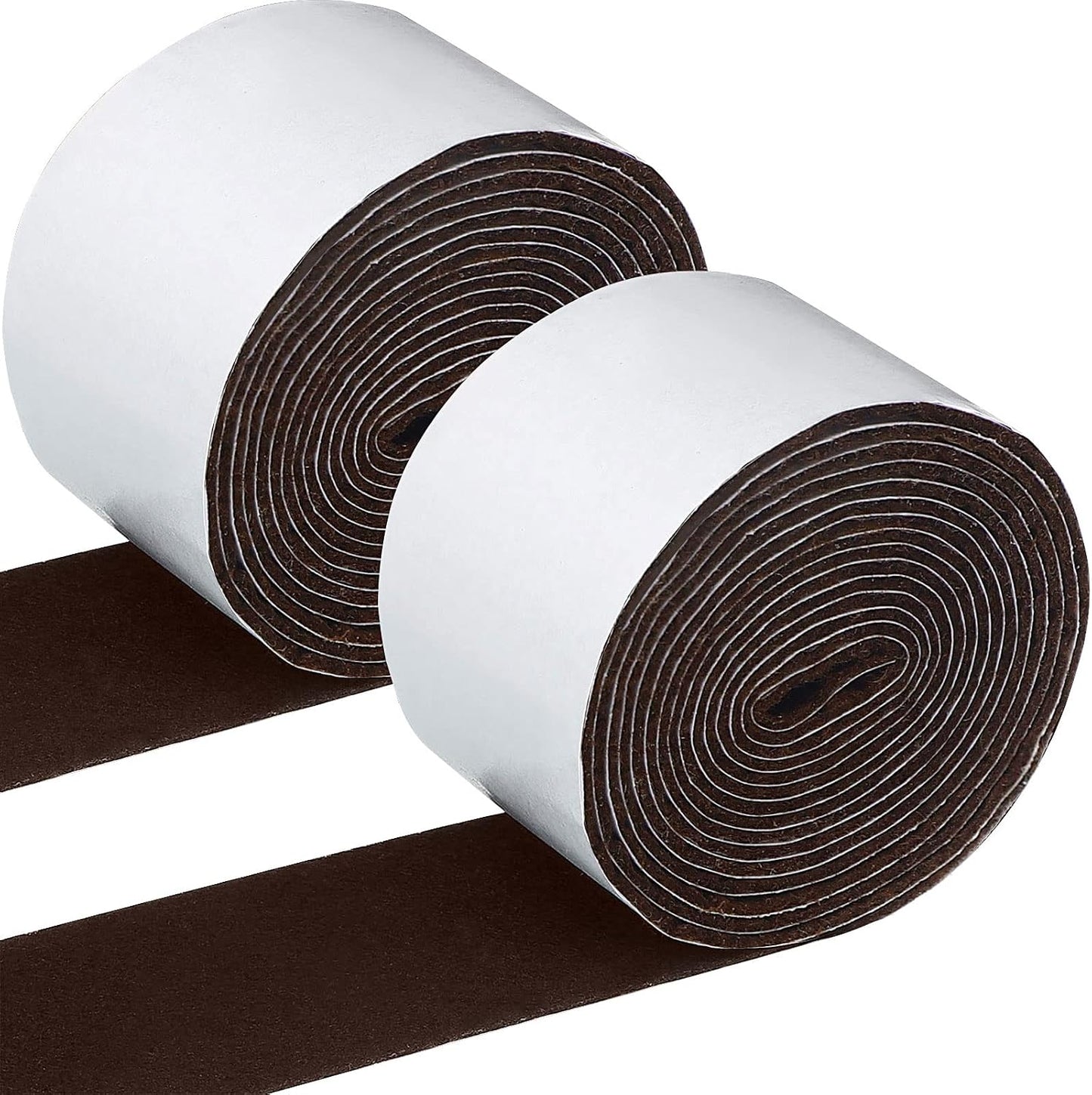 Shappy 2 Packs 120 x 2 x 0.12 Inch Felt Strips with Adhesive Backing Felt Tape Roll Non Slip Self Adhesive Cuttable Furniture Pads for Protecting Hardwood Floors, Chairs, Wall(Dark Brown)