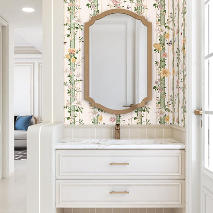 BOKEBEVE Leaves Contact Paper Floral Wallpaper Stick and Peel Boho Damask Wall Paper for Liner Drawer Cabinet Backsplash Renter Friendly Waterproof 17.5 x 118In