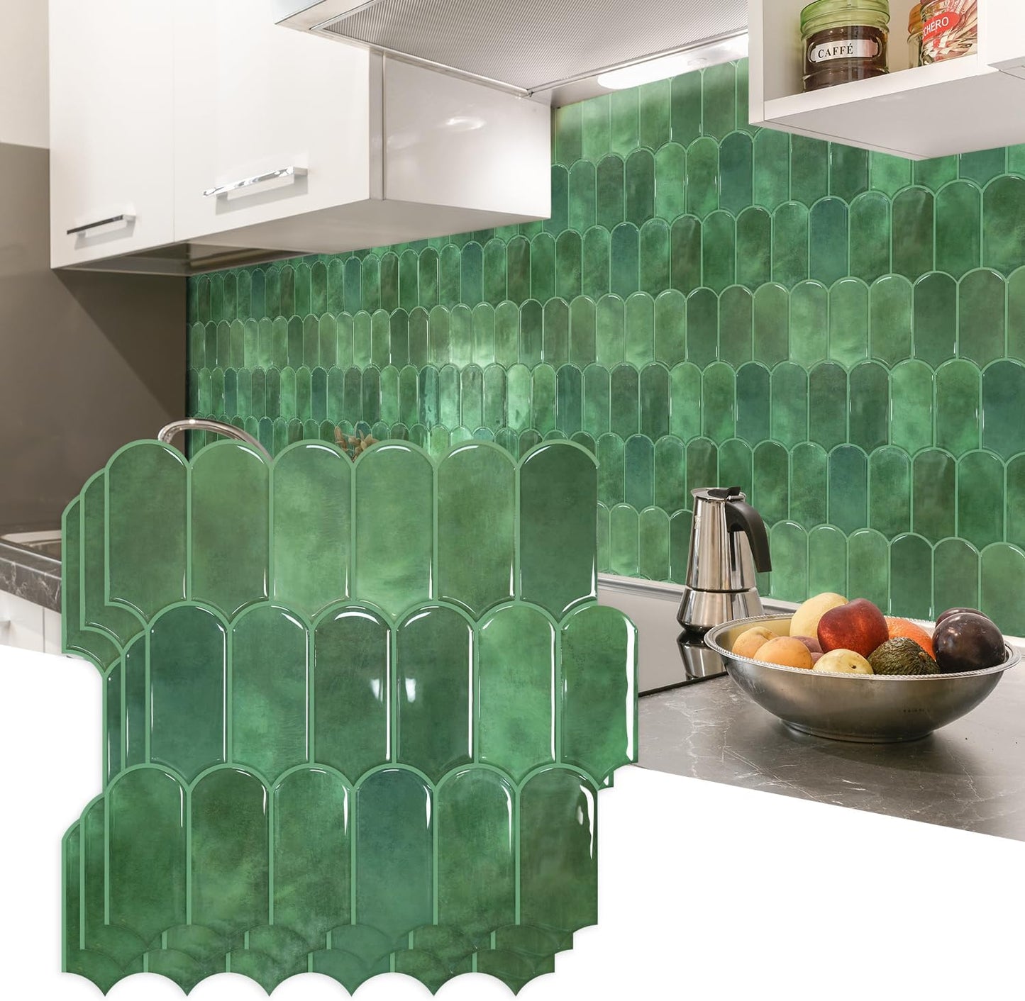 Vamos Tile Upgraded Thicker Design Peel and Stick Backsplash Tile, Self Adhesive Vinyl Wall Tiles, Stick on Backsplash for Kitchen, Bathroom, RV,Pantry,10-Sheet Grayish Blue Marble with White Grout