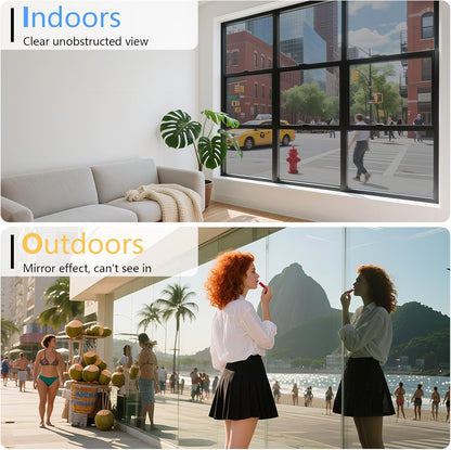 Finnez Frosted Privacy Window Film - Static Cling No Adhesive, Reusable & Easy to Remove, Decorative Glass Film for Home Bathroom Office Door, Crystal Clear 17.5 x 78.7 inches
