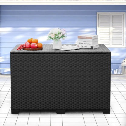 Lviden 180 Gallon Deck Storage Box Outdoor Storage Box Large Patio Storage Bin with Waterproof Lining Bag Cushion Storage Bin Outdoor, Black