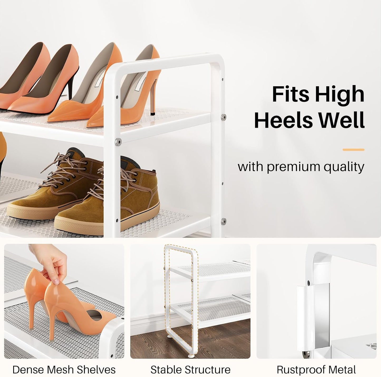 SNTD Shoe Rack - Expandable Shoe Organizer for Closet, Adjustable Metal Shoe Shelf Storage, Stackable Long Shoe Stand Holder for Garage, Entryway, Door Entrance (Black, 2-Tier)