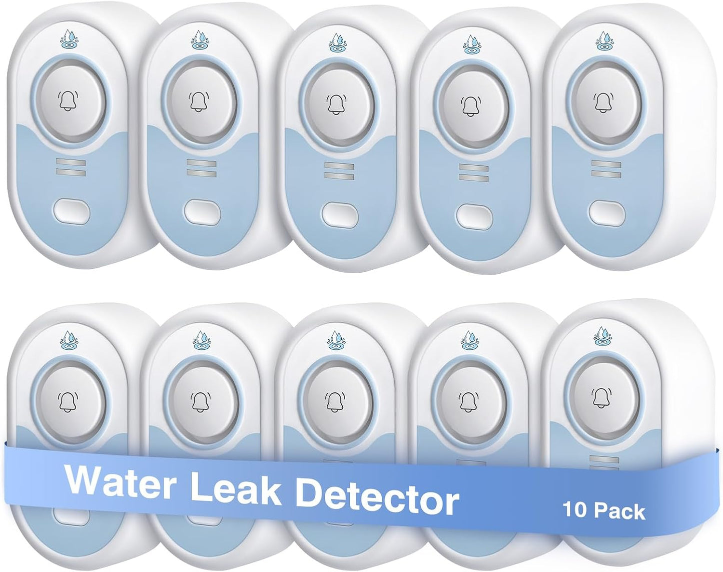 Water Leak Detector 5 Pack, 5-Year Battery Life, Water Alarm with Low Battery Warning, 100dB Loud Sound and Self-Test Function, IP66 Waterproof for Home Basement Kitchen(Not Support Wi-Fi)