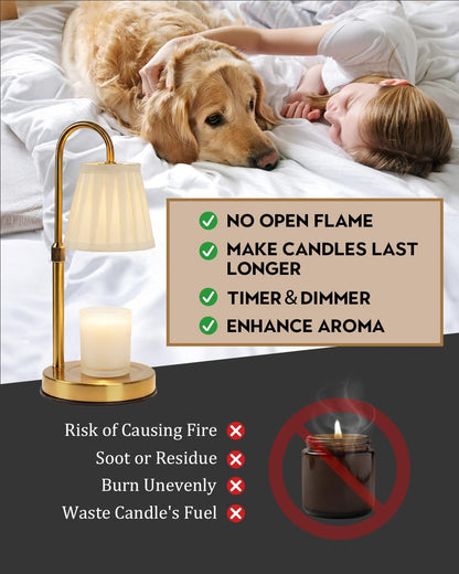 Candle Warmer Lamp Wood with Timer, Dimmable Electric Candle Lamp Warmer for Jar Candles, 2*35 Watt Bulb, Mothers Day Birthday Gifts for Women Men, Decorative Wooden Candle Lamp for Bedroom Home Decor