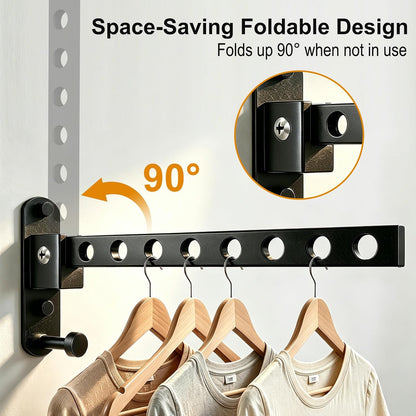 Wall Mounted Clothes Drying Rack, Space Saver, Easy Install, Black | Sized for Condos & Small Laundry Areas, Ideal for Bathroom, Bedroom, Daily Wear & Delicates, Compact Wall Drying Rack, 1 Pack
