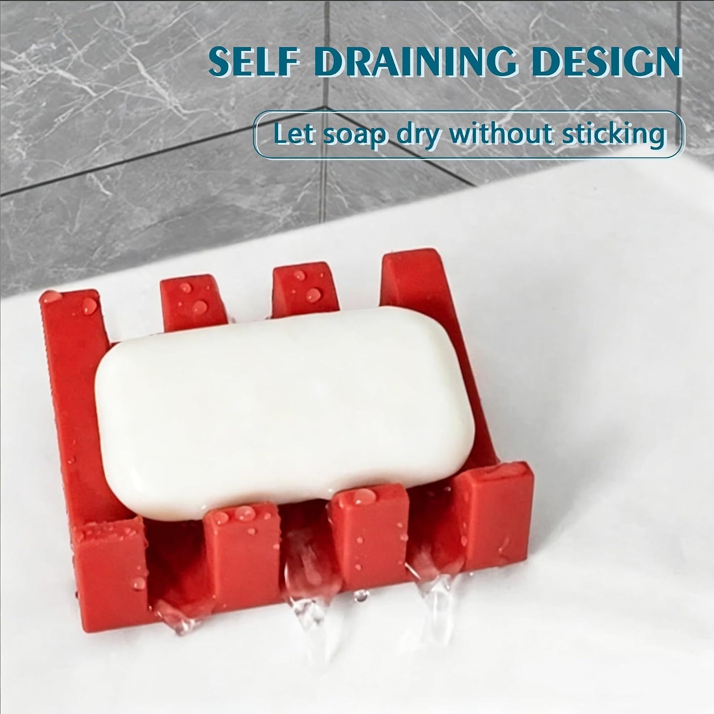 Self Draining Soap Dish Holder,Silicone Soap Dish,for Bathroom,Kitchen, Sponges，Can Extend Soap Life，Keep Soap Bars Dry and Easy Cleaning (White,1-Pack) - Colors A
