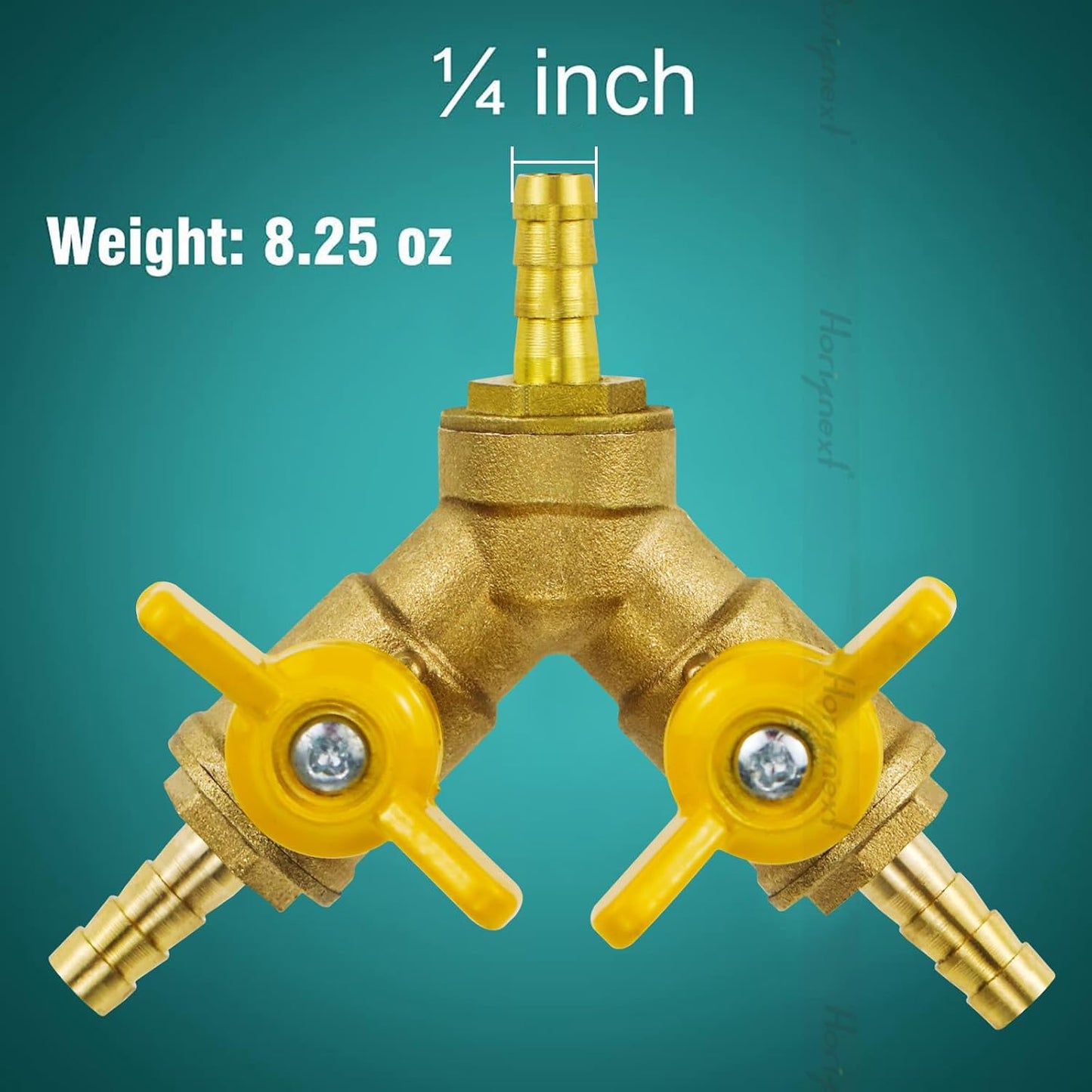 brass 3/4 inch O.D. barb three way shut off ball valve for gas hose air water pvc pex garden tubing fuel line, tee switch splitter fitting