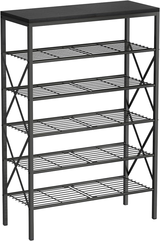 8 Tiers Tall Shoe Rack Organizer, Large Capacity Shoe Rack Holds 32 Pairs of Shoes, Durable and Stable, Adjustable Metal Shelf Stackable Shoe Shelf for Entryway, Hallway, Living Room, Closet
