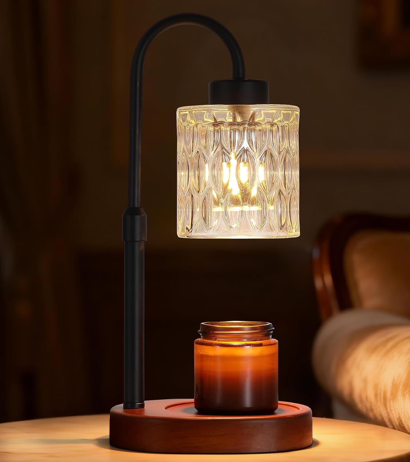 MEIXISUE Candle Warmer Lamp with Timer and Dimmer,Electric Gold Light Gifts for Women Melt Wax Warmer Lamp with 2 Bulbs for Candle Jars House Warming New Home Decor Bedroom